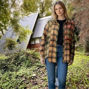 Bibi Sample Mismatched Plaid Button-Up Shirt